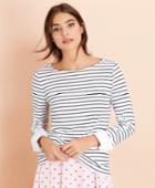 Brooks Brothers Women's Striped Jersey Contrast-cuff Top