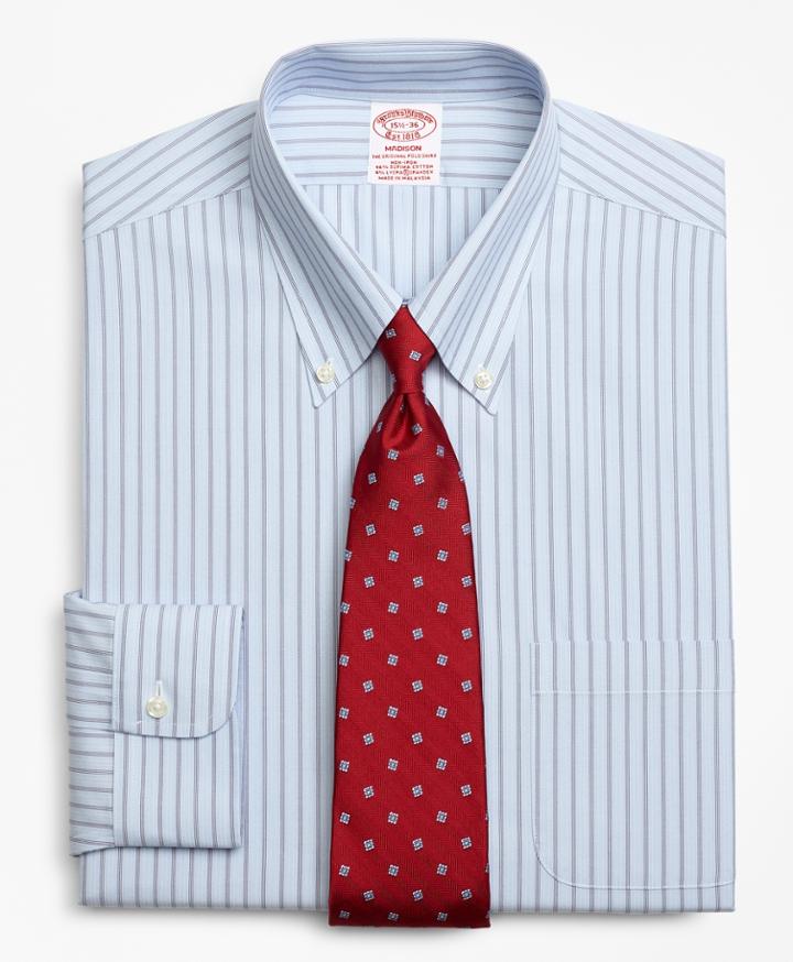 Brooks Brothers Stretch Regular Fit Classic-fit Dress Shirt, Non-iron Mini Bb#1 Alternating Stripe
