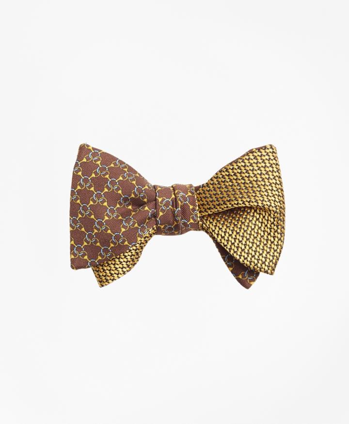 Brooks Brothers Men's Chain Link Print With Tonal Solid Reversible Bow Tie