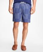 Brooks Brothers Men's Montauk 6 Patchwork Print Swim Trunks