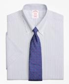Brooks Brothers Men's Non-iron Regular Fit Split Stripe Short-sleeve Dress Shirt