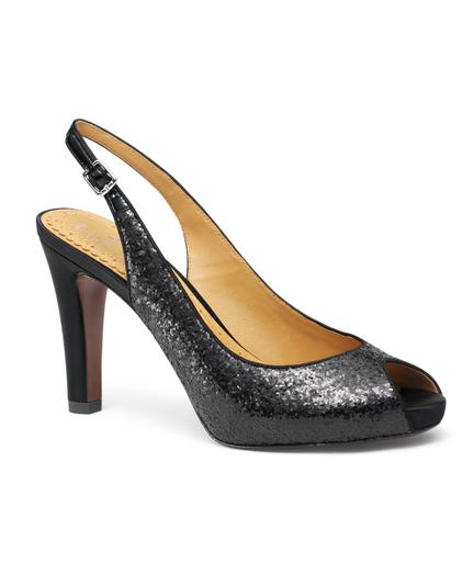 Brooks Brothers Glitter Open-toe Slingbacks