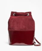 Brooks Brothers Suede And Patent Leather Bucket Bag