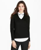 Brooks Brothers Women's Beaded Merino Wool V-neck Sweater