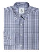 Brooks Brothers White And Blue Mini Gingham Button-down Shirt