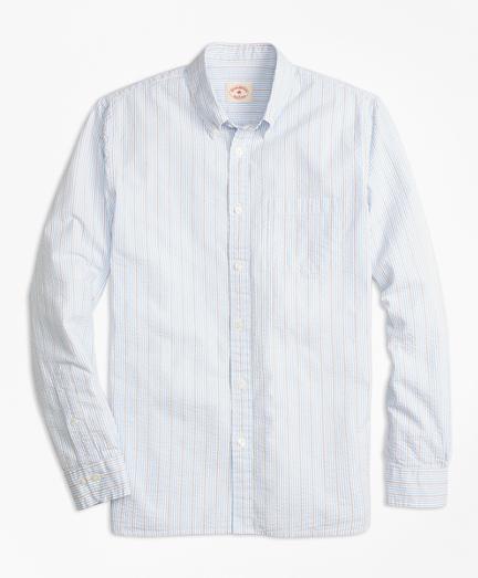Brooks Brothers Tick-stripe Cotton Seersucker Sport Shirt