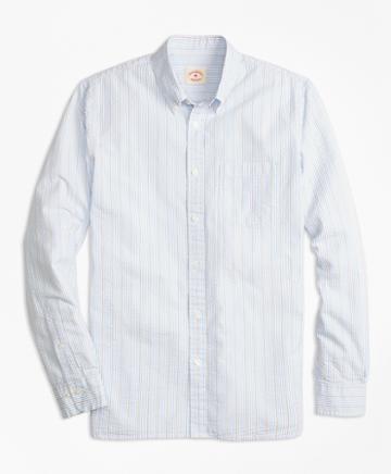 Brooks Brothers Tick-stripe Cotton Seersucker Sport Shirt