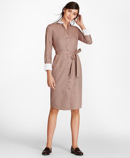 Brooks Brothers Mini-plaid Cotton Twill Shirt Dress