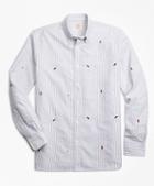 Brooks Brothers Holiday Light-embroidered Striped Cotton Oxford Sport Shirt