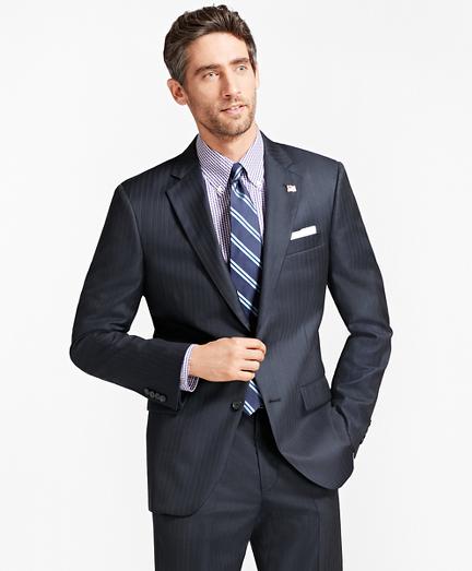 Brooks Brothers Madison Fit Saxxon Wool Tic With Stripe 1818 Suit