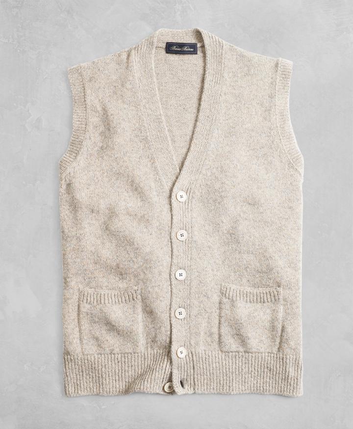 Brooks Brothers Men's Golden Fleece 3-d Knit Marled Alpaca-blend Button Vest