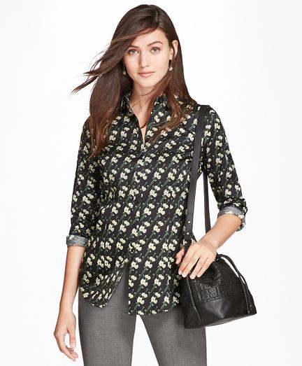 Brooks Brothers Tailored-fit Snow Blossom-print Cotton Sateen Shirt