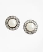 Brooks Brothers 8mm Pave Glass Pearl Earrings