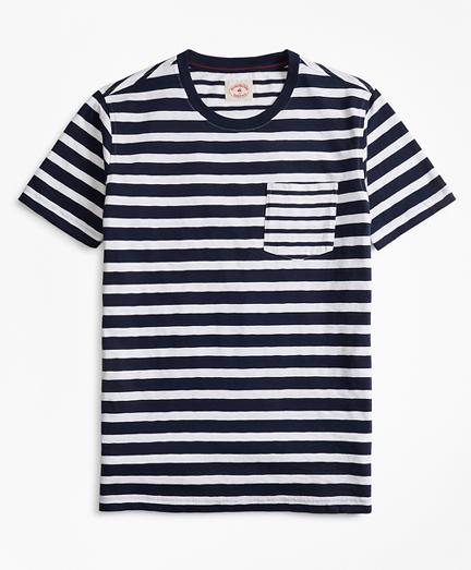 Brooks Brothers Fun Stripe Slub Cotton Jersey Pocket T-shirt