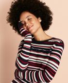 Brooks Brothers Women's Striped Pointelle Cotton Sweater