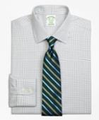Brooks Brothers Men's Non-iron Extra Slim Fit Small Windowpane Dress Shirt