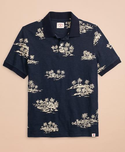 Brooks Brothers Tropical Print Slub Cotton Jersey Polo