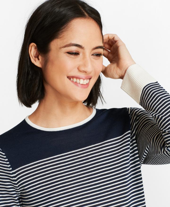 Brooks Brothers Women's Striped Merino Wool Sweater