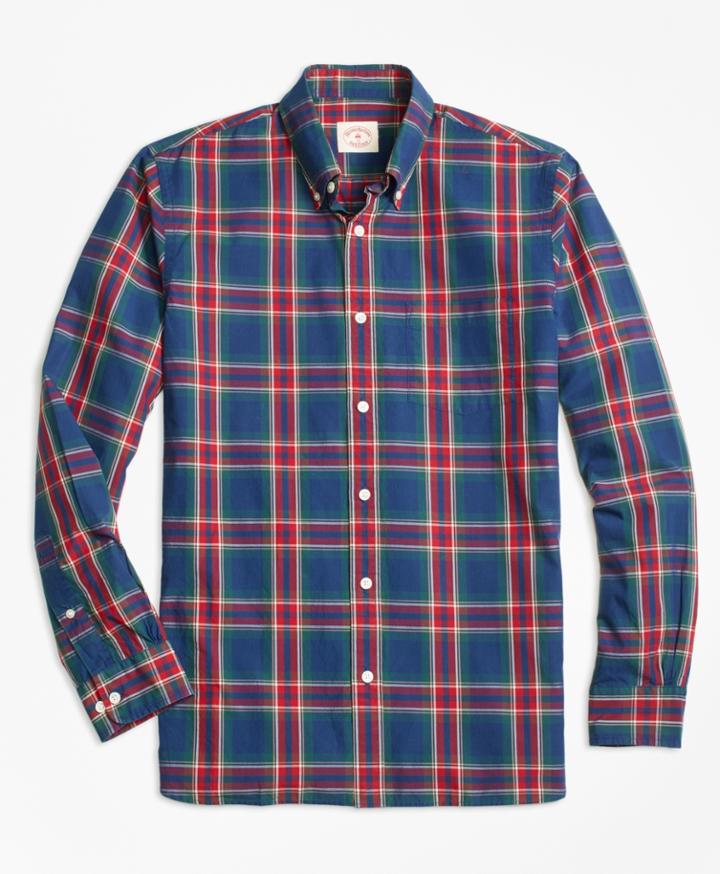 Brooks Brothers Men's Checkered Tartan Broadcloth Sport Shirt