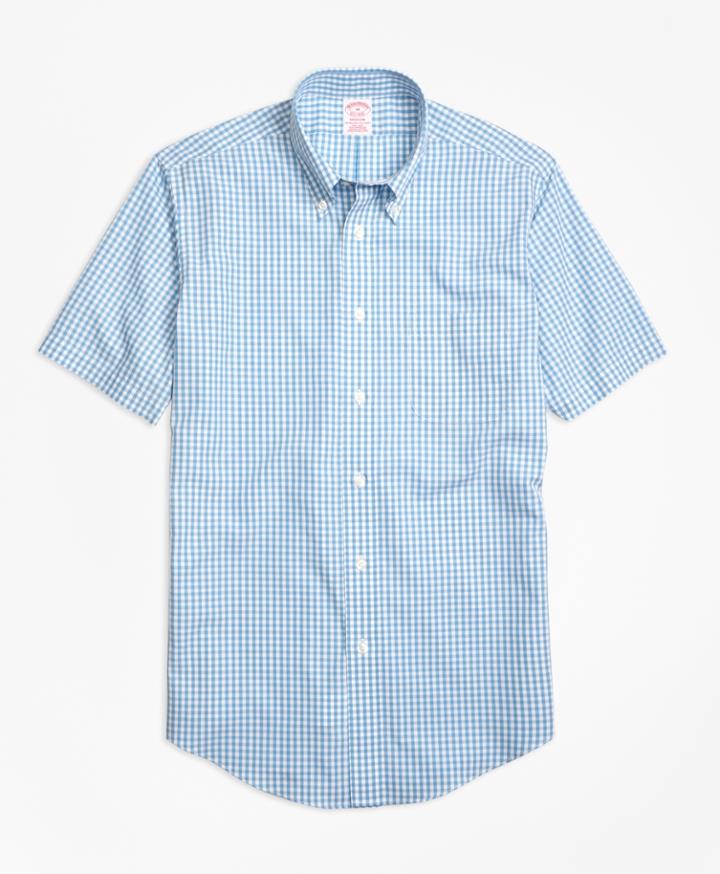 Brooks Brothers Men's Non-iron Madison Fit Short-sleeve Gingham Sport Shirt