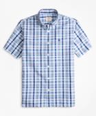 Brooks Brothers Men's Plaid Seersucker Cotton Short-sleeve Sport Shirt