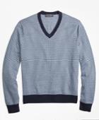 Brooks Brothers Men's Supima Cotton Jacquard Diamond V-neck Sweater