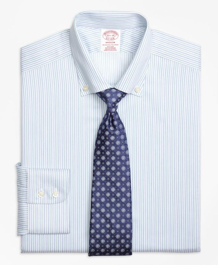 Brooks Brothers Men's Regular Fit Classic-fit Dress Shirt, Non-iron Alternating Framed Stripe