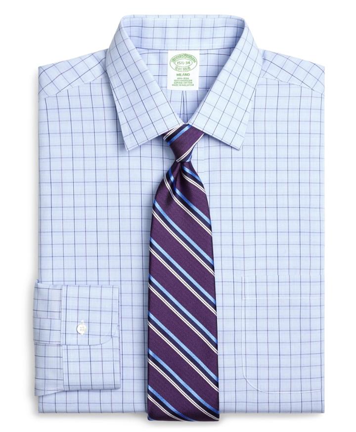 Brooks Brothers Men's Extra Slim Fit Slim-fit Dress Shirt, Non-iron Glen Plaid Overcheck
