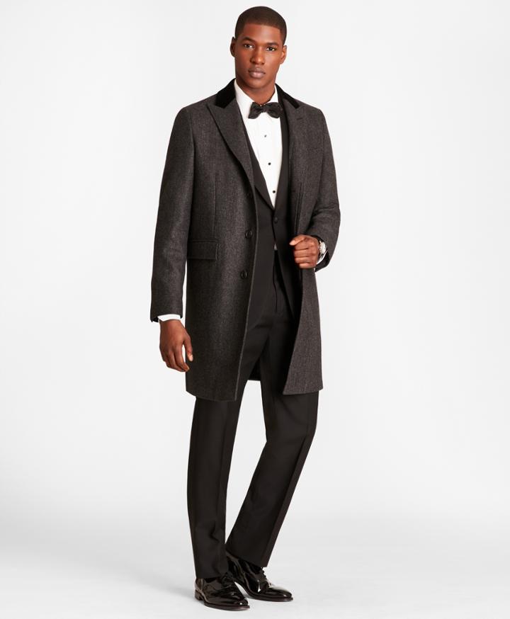 Brooks Brothers Men's Herringbone Wool-cashmere Chesterfield Coat