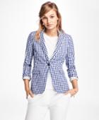 Brooks Brothers Women's Gingham Stretch-cotton One-button Blazer
