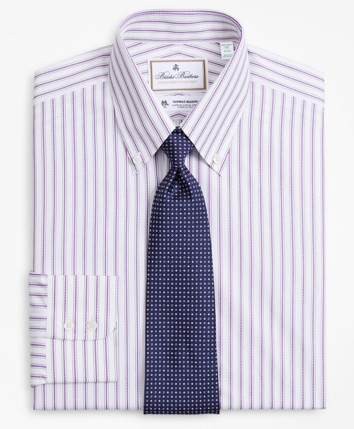 Brooks Brothers Men's Luxury Collection Extra Slim Fit Slim-fit Dress Shirt, Button-down Collar Stripe