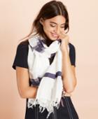 Brooks Brothers Women's Striped Linen-cotton Scarf