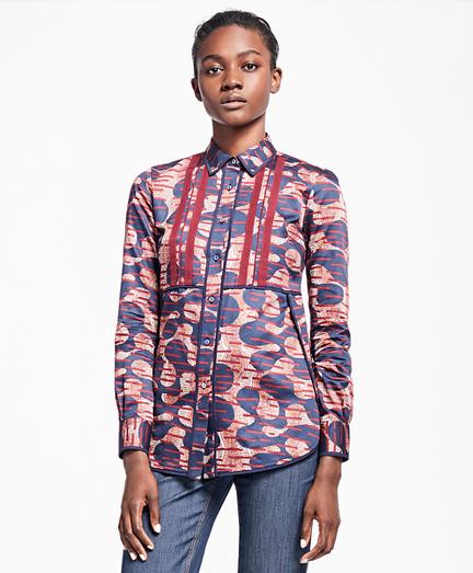 Brooks Brothers Abstract Tribal Cotton Sateen Dress Shirt