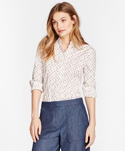 Brooks Brothers Floral-print Stretch Cotton Poplin Shirt