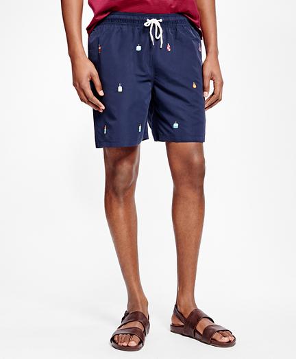 Brooks Brothers Montauk 6 Buoy Motif Swim Trunks