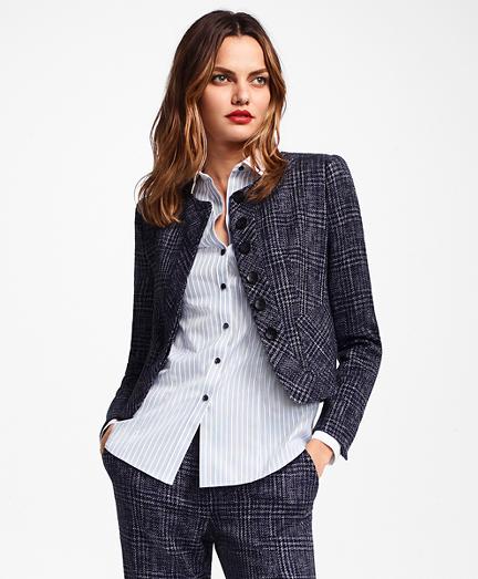 Brooks Brothers Plaid Tweed Cropped Jacket