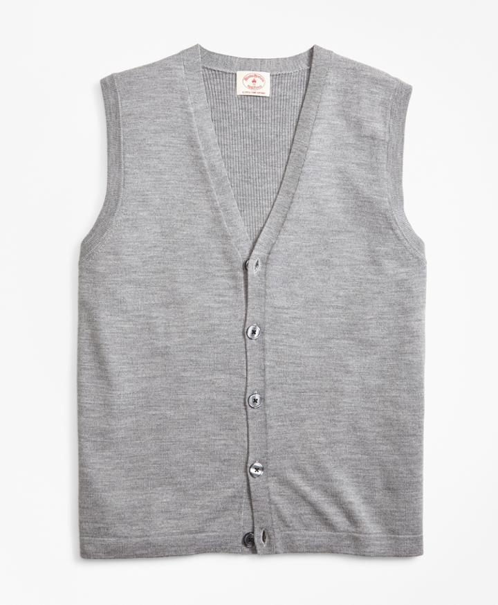 Brooks Brothers Men's Merino Wool V-neck Button Vest