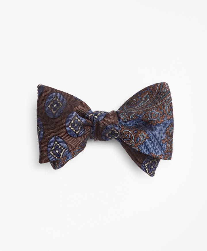 Brooks Brothers Men's Large Paisley With Flower Medallion Reversible Bow Tie