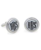 Brooks Brothers Men's Silver And White Hand Painted Enamel Cuff Links