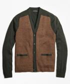 Brooks Brothers Merino Wool Gun Check V-neck Cardigan