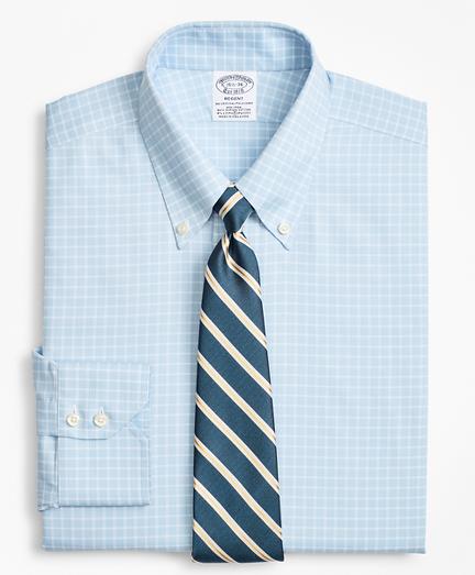 Brooks Brothers Stretch Regent Fitted Dress Shirt, Non-iron Royal Oxford Ground Check