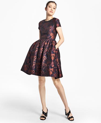 Brooks Brothers Floral Jacquard Fit-and-flare Dress