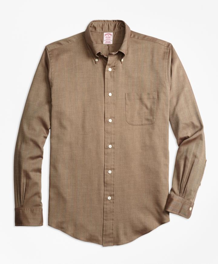Brooks Brothers Men's Madison Fit Cotton Cashmere Herringbone Sport Shirt