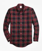 Brooks Brothers Men's Non-iron Madison Fit Black Stewart Tartan Sport Shirt