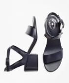 Brooks Brothers Stacked Heel Leather Sandals