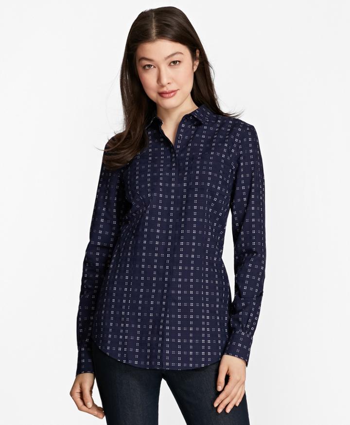 Brooks Brothers Women's Tailored-fit Non-iron Checked Royal Oxford Shirt
