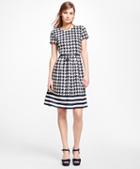 Brooks Brothers Silk Houndstooth And Stripe Dress