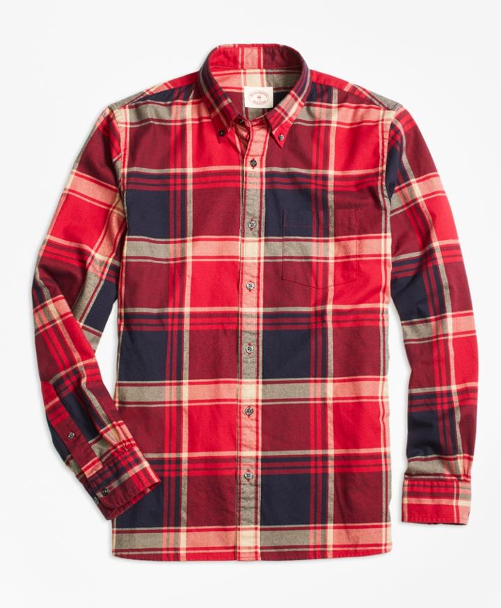 Brooks Brothers Men's Red Tartan Flannel Sport Shirt