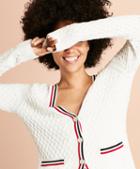 Brooks Brothers Stripe-trimmed Cotton Pointelle Cardigan