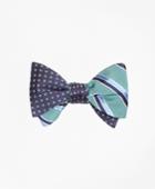 Brooks Brothers Men's Alternating Square With Mogador Double Stripe Reversible Bow Tie